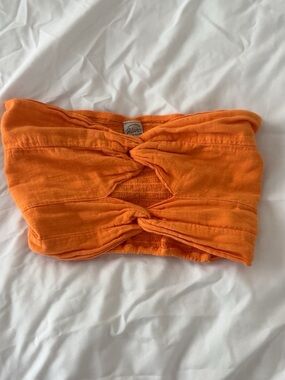Blanca Orange Twist Front Bandeau Top